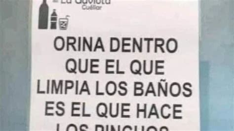 El divertido cartel de un bar de Segovia El que limpia los baños es