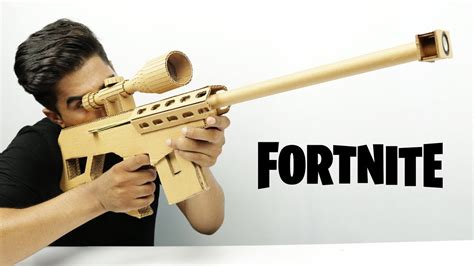 How To Make Fortnite Sniper Rifle From Cardboard That Shoots Youtube