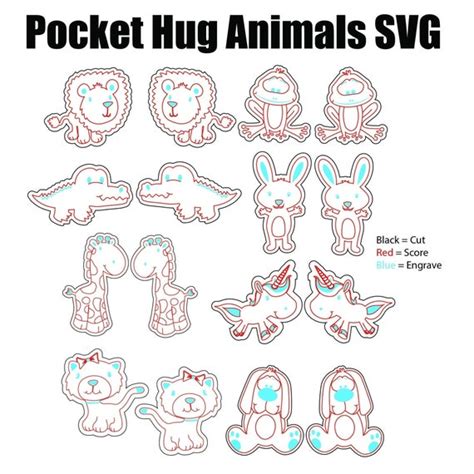 Pocket Hug SVG Pocket Hug Animals Digital File Pocket Pal | Etsy