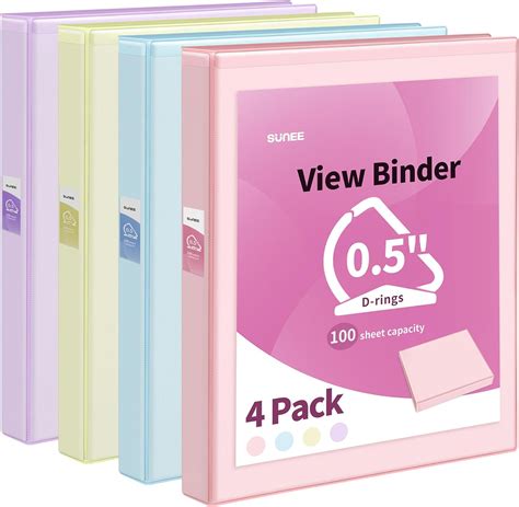 Amazon SUNEE 3 Ring Binder 0 5 Inch D Ring Clear View Binder