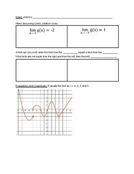 Solving Limits Graphically Algebraically Calculus Guided Notes