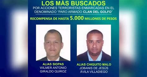 Este Es El Cartel De Los Miembros Del Clan Del Golfo M S Buscados