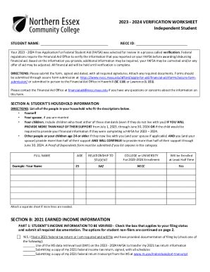 Fillable Online Verification Worksheet Independent Fax