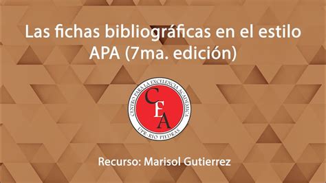 Las Fichas Bibliográficas En El Estilo Apa 7maedición Youtube