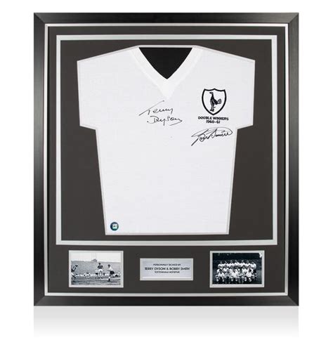 Framed Terry Dyson And Bobby Smith Dual Signed Tottenham Hotspur Shirt