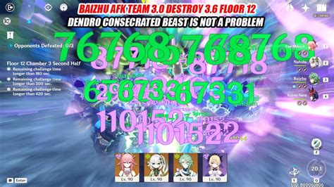 Baizhu Yae Miko Nahida Fischl Afk Team Destroy Floor The