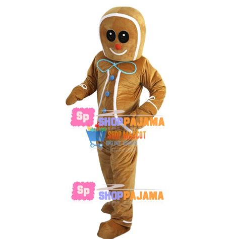 Christmas Caramel Gingerbread Man Mascot Costume