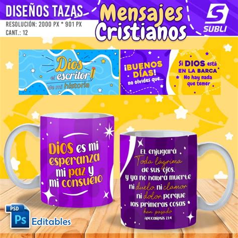 Diseños Plantillas para Sublimar Tazas Mensajes Cristianos