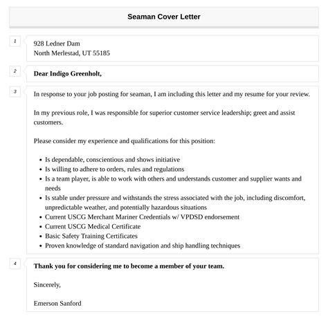 Seaman Cover Letter Velvet Jobs