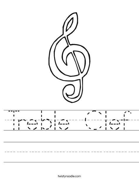 Treble Clef Worksheet - Twisty Noodle