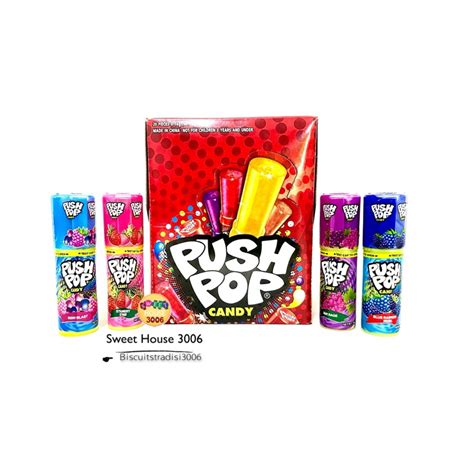 14g Push Pop Candy Fruit Berry Blast Blue Raspberry Grape Strawberry