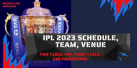 TATA IPL 2023 Schedule Match Date Time Full Fixtures Teams Venue