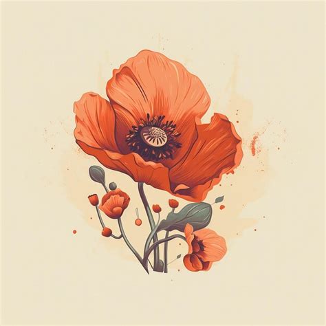 Premium Photo Beautiful Poppy Flower Illustration In Different Colors