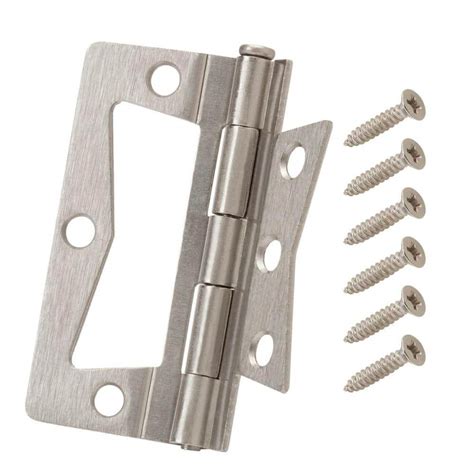 Everbilt 3 In Satin Nickel Non Mortise Hinges 2 Pack 16120 The