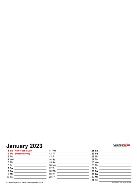 2023 Calendar Vertical – Printable Template Calendar