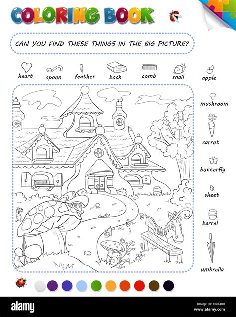 Coloring Book Game For Kids Setting Can You Find These Things In The