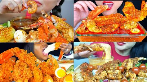 Seafood Boil Asmr Mukbang Compilation Satisfying Bites Youtube