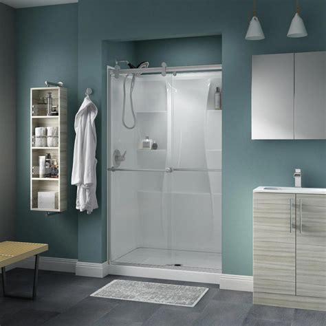 Delta Contemporary 48 x 74 in. 5-Piece Shower Kit with Nickel Door ...