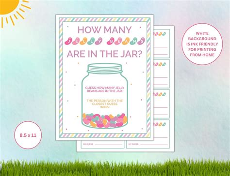 Printable Jelly Bean Guessing Game Sign and Cards Guess How Many Jelly ...