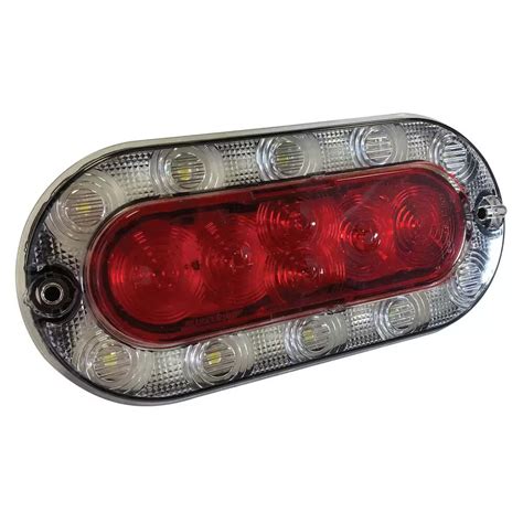 Oval Hybrid Red Clear Stop Tail Turn Backup Light 16 LEDs Mill Supply