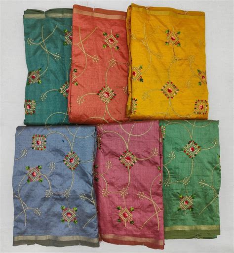 Party Wear Embroidered Assam Silk Saree M Separate Blouse Piece