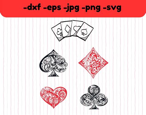 Playing Card Suits Svg Dxf Digital Download Clups Hearts Diamonds