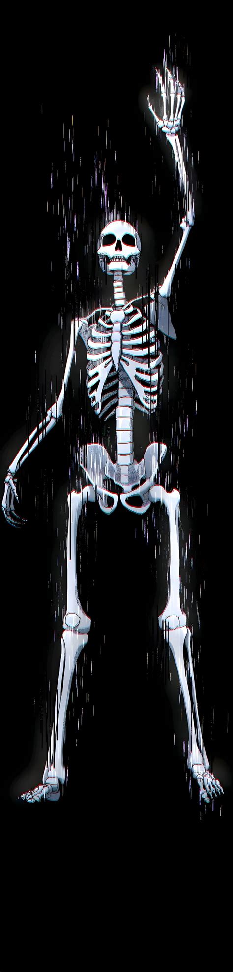 A Skeleton Is Dancing In The Rain On A Black Background