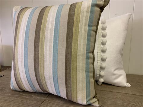 Blue Green Striped Pillow, Blue Green and Neutral Striped Pillow ...