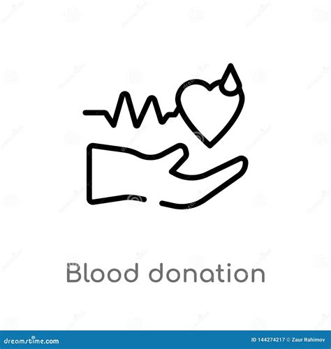 Outline Blood Donation Vector Icon Isolated Black Simple Line Element