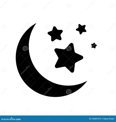 Night Moon With Stars Vector Icon Night Moon With Stars Illustration