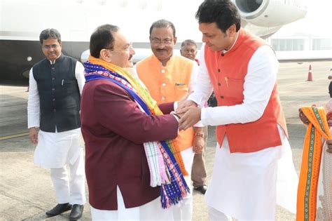 Grand Welcome Of Honble Bjp National President Shri Jp Nadda On Arrival At Maharaja Bir