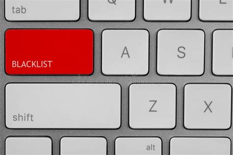 Red Button With Word Blacklist On Computer Keyboard Top View Stock