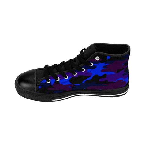 1 Dark Purple Blue Camouflage Camo Army Military Print Mens High Top