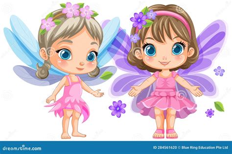 Cute Fantasy Fairy Cartoon Character Stock Vector Illustration Of