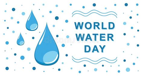 World Water Day Vector Banner Blue Drops And Dots Stock Vector