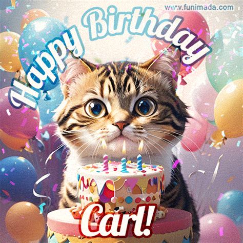 Happy Birthday  For Carl With Cat And Cake