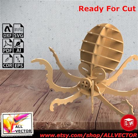 Octopus Wooden 3d Puzzle Toy Laser Cut Cnc Cutting Cnc Etsy