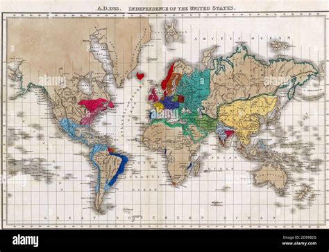 Map Of The World At Independence Of The United States In 1783 From An