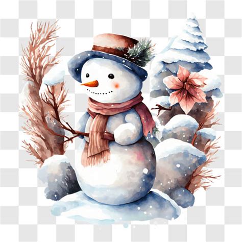 Baixe Ilustra O De Boneco De Neve De Aquarela Na Floresta Pngs