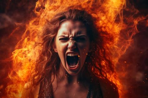 Premium Photo Woman Fire Horror