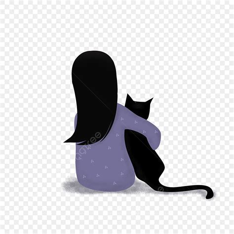 Girl Back View Hd Transparent Cartoon Girl Holding Cat Back View