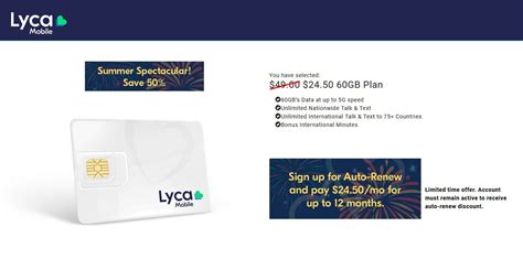 Lycamobile Prepaid Plans at 50% off, get 60GB for $24.50