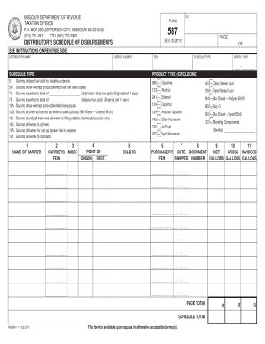 Fillable Online Distributor S Schedule Of Disbursements Schedule