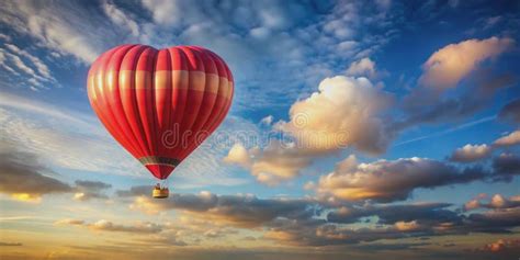 Heart Shaped Hot Air Valentine Balloon Ai Generative Stock Illustration