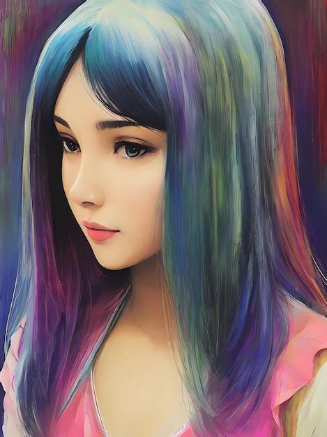 Premium AI Image A Painting Of A Woman With Rainbow Hair