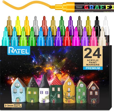 RATEL Peinture Acryliques Stylos 18 Couleurs Marqueur Peinture