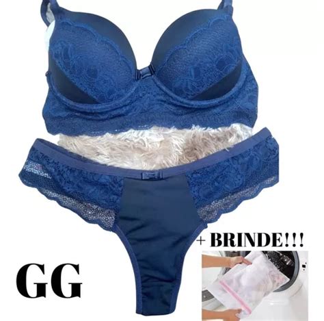 Conjunto Lingerie Renda Luxo Calcinha Sutiã Bojo Sensual Top