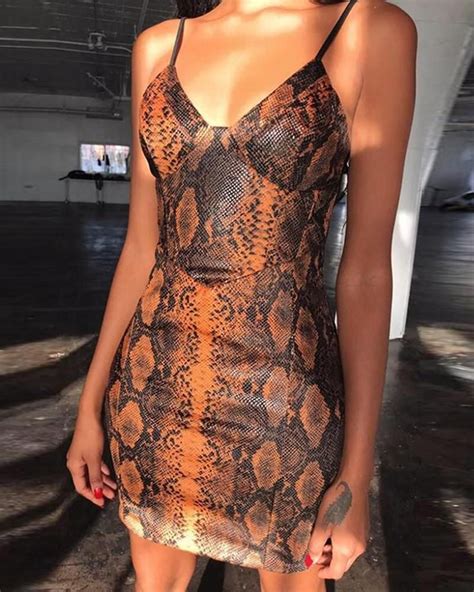 Snake Print Bodycon Cami Dress Snakeskin M Bodycon Dress Printed