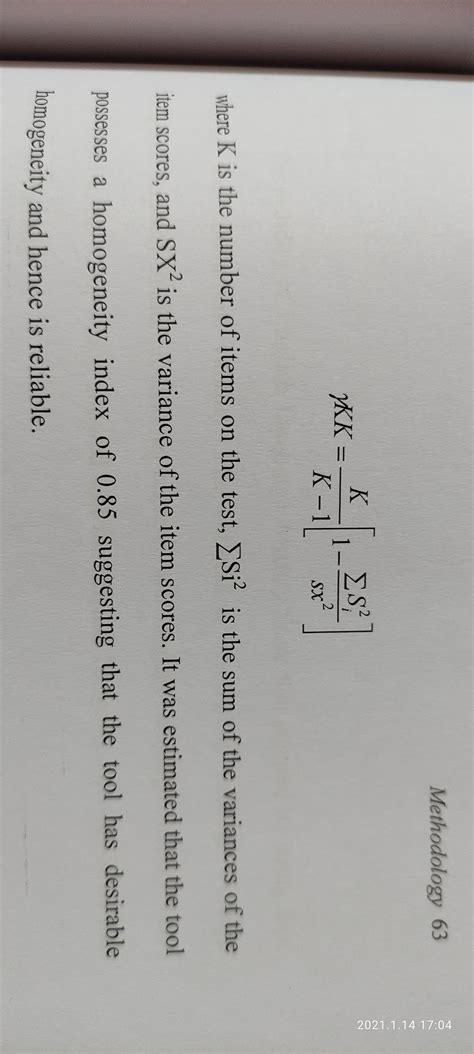 Research Methodology: Cronbach's Alpha formula