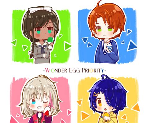 Download Wonder Egg Priority Chibi Artwork Collage Wallpaper